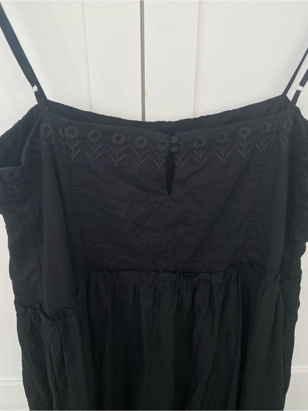 J. Crew Black Sorrento Dress Tiered Ruffled Eyelet Cotton Voile Cami Maxi M 6-8 - Picture 4 of 13